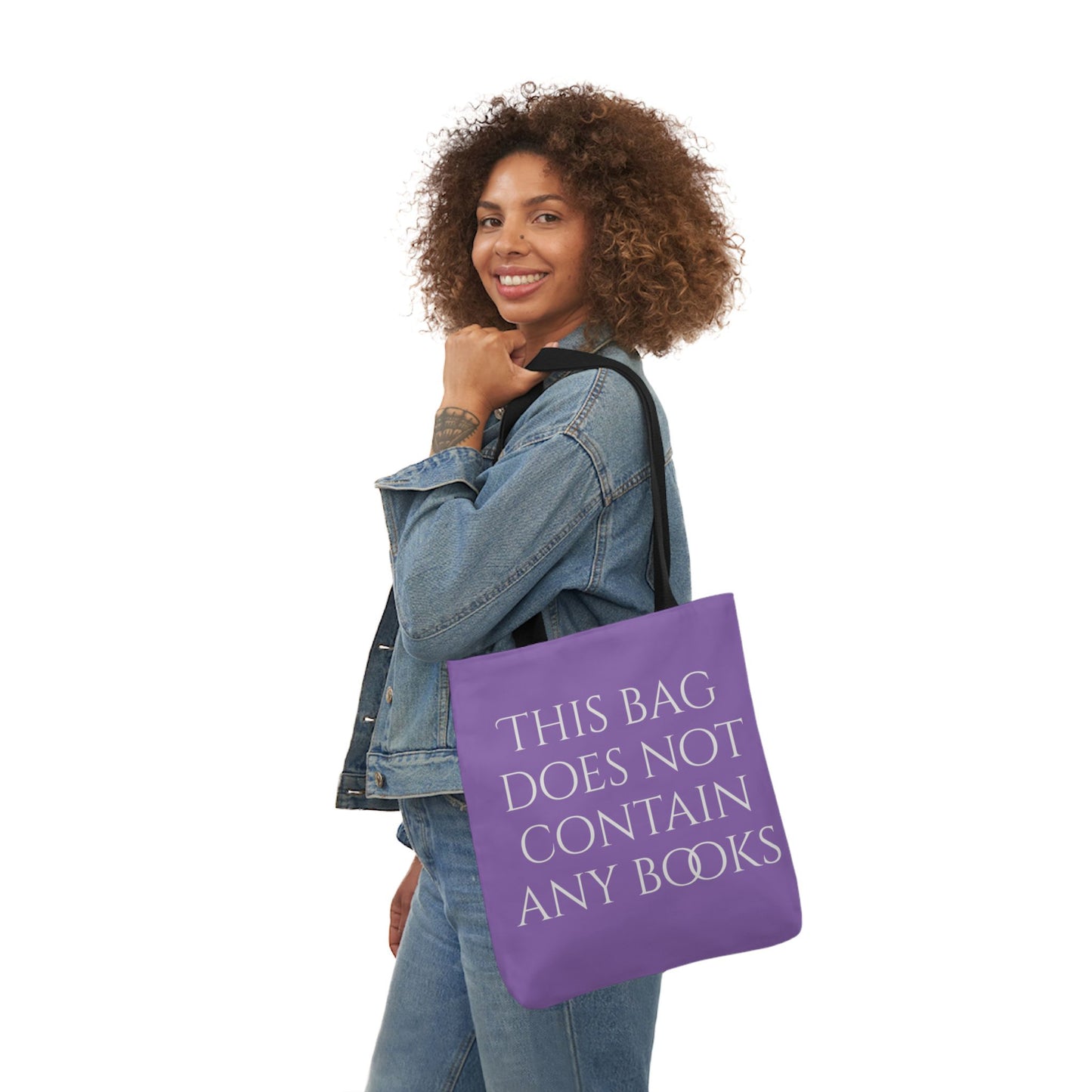 Funny Canvas Tote Bag - "This Bag Does Not Contain Any Books" - 5-Color Straps - The Dreamer's Bookshop.