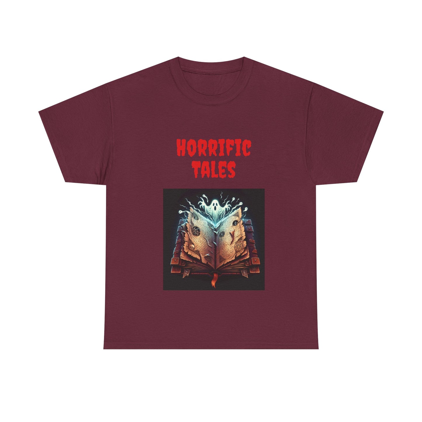 Book Lover's Unisex Heavy Cotton Tee - "Horrific Tales" - The Dreamer's Bookshop.
