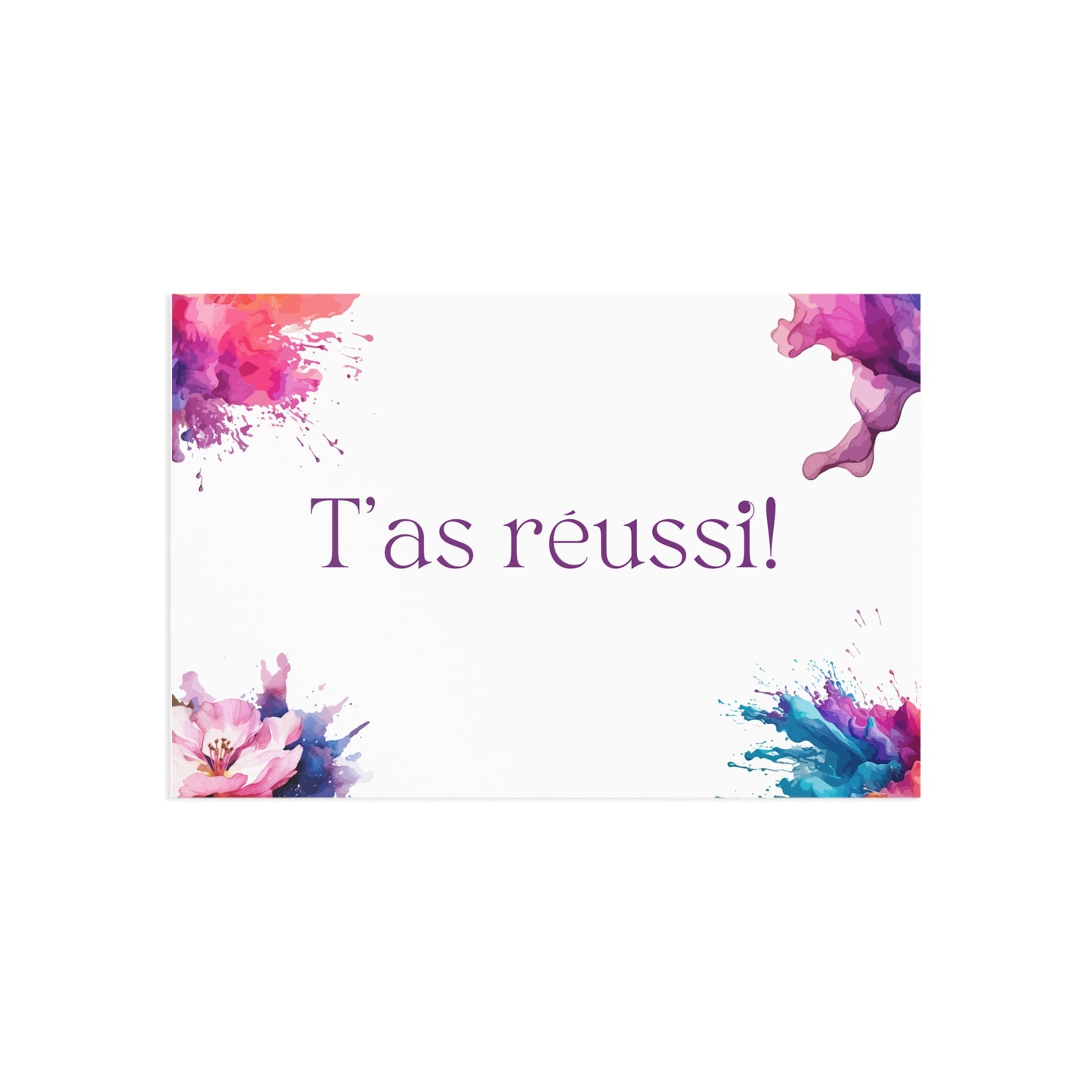 Watercolor Art Exclamation Card "T'as réussi" Joyful Print - The Dreamer's Bookshop.