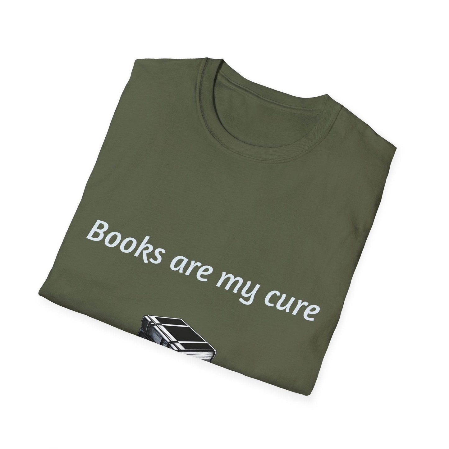 Inspirational Unisex Softstyle T-Shirt - Books are my cure - The Dreamer's Bookshop.