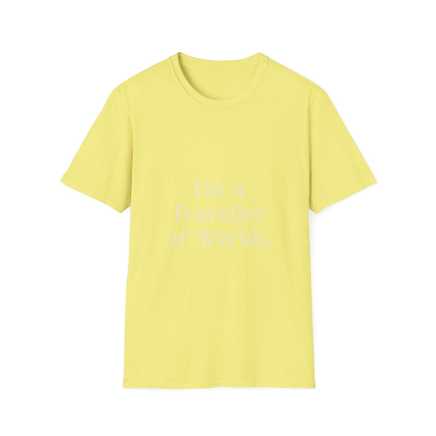 Unisex Softstyle T-Shirt - 'I'm a Traveller of Worlds' & 'Books Take Me Places Far & Beyond' - The Dreamer's Bookshop.