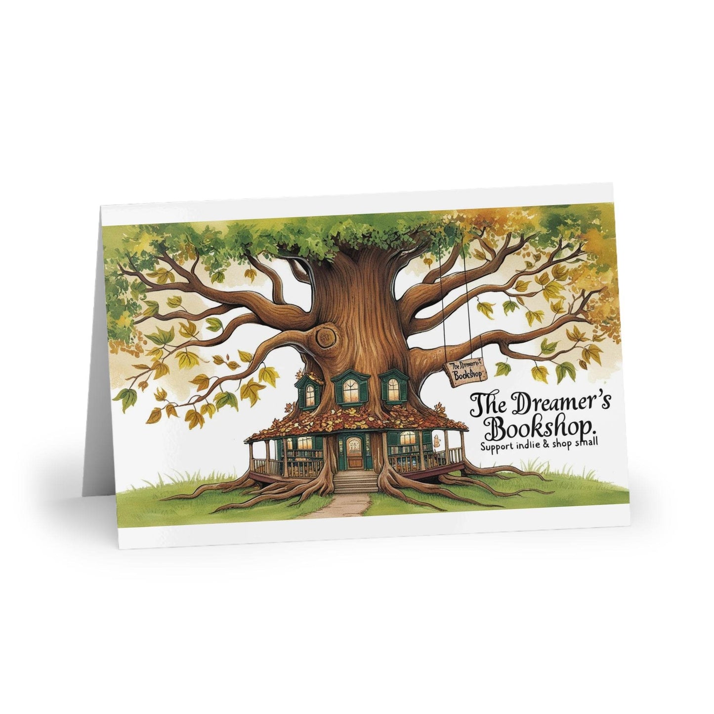 The Dreamer's Bookshop Colorful Tree and Books Card - The Dreamer's Bookshop.