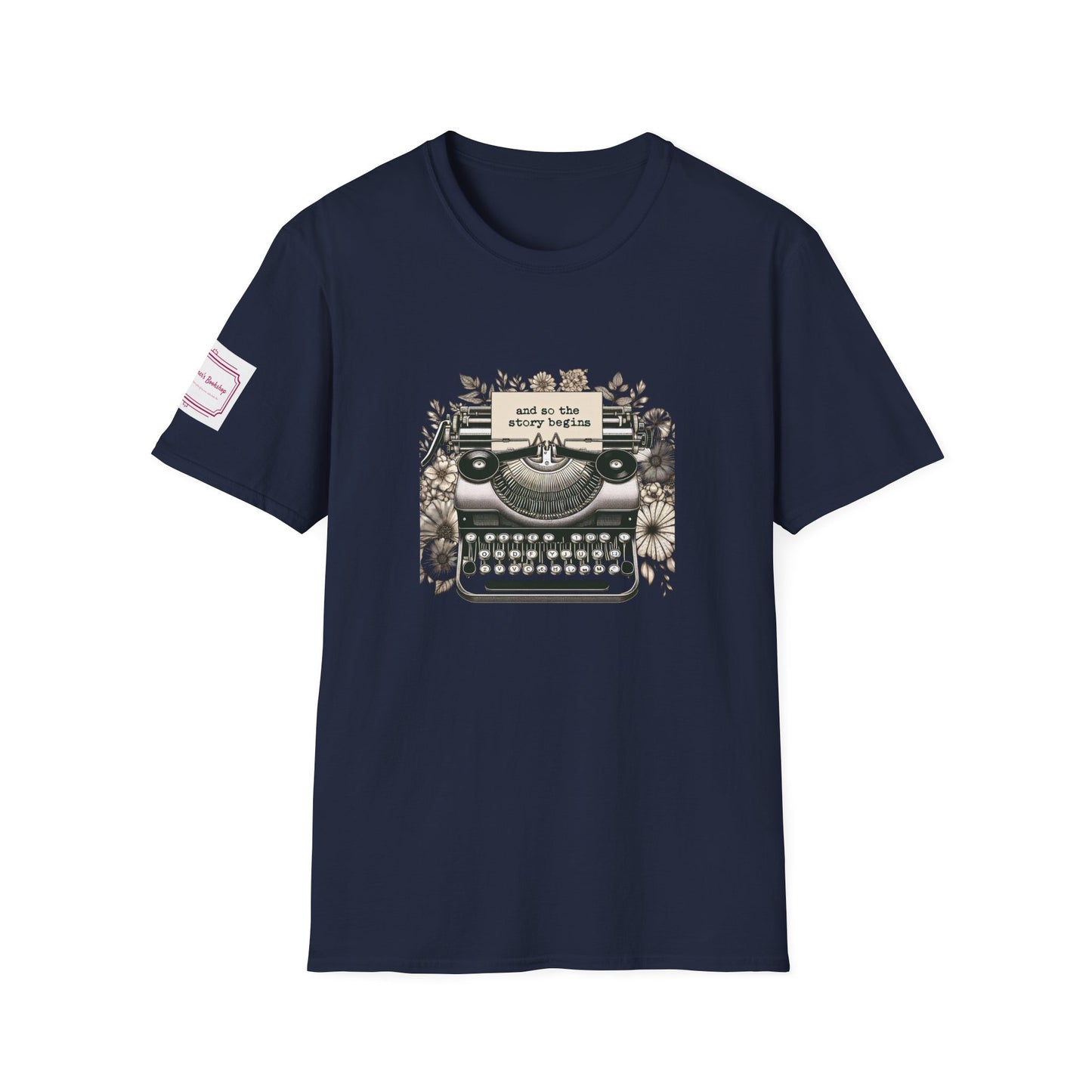 Unisex T-Shirt - Vintage Writing "Story Begins" for Book Lovers - The Dreamer's Bookshop.