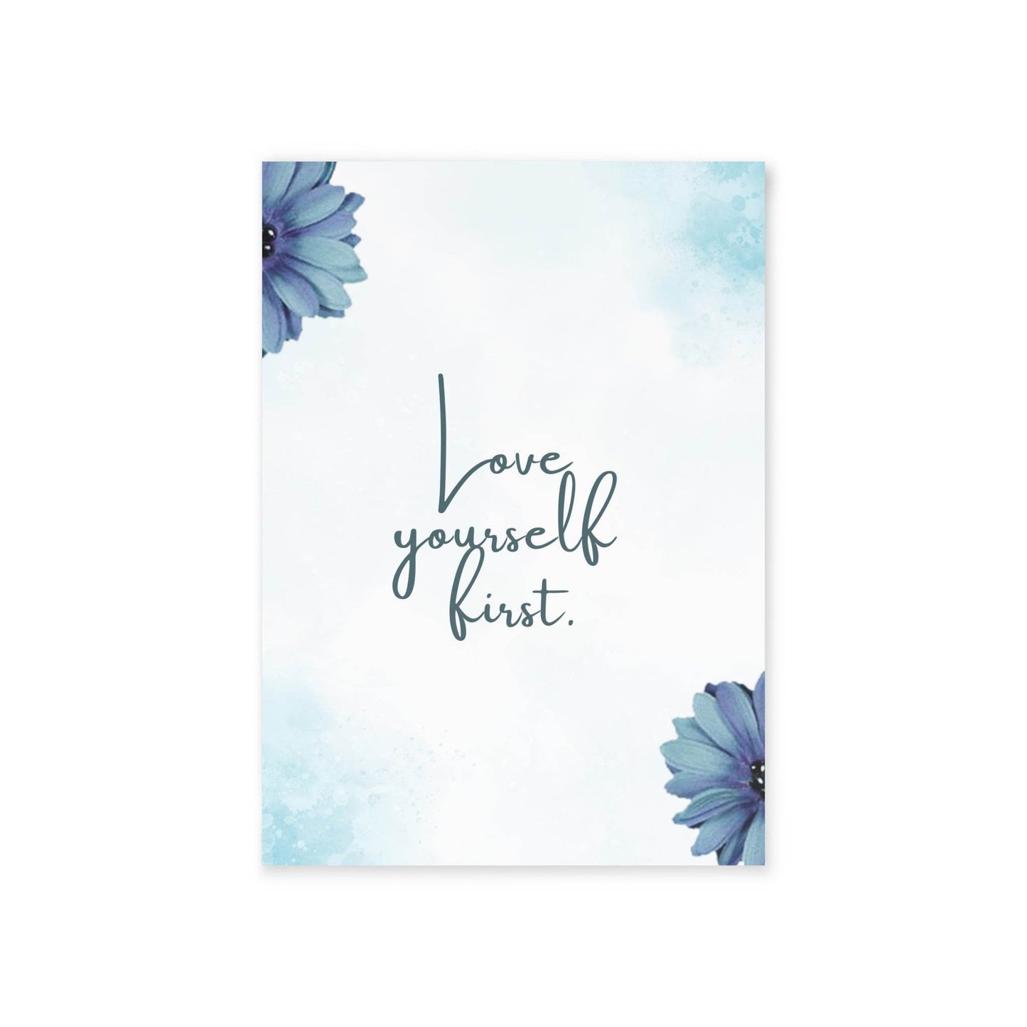 The Dreamer's Bookshop Blue Flower "Love Yourself" Art Print Card - The Dreamer's Bookshop.