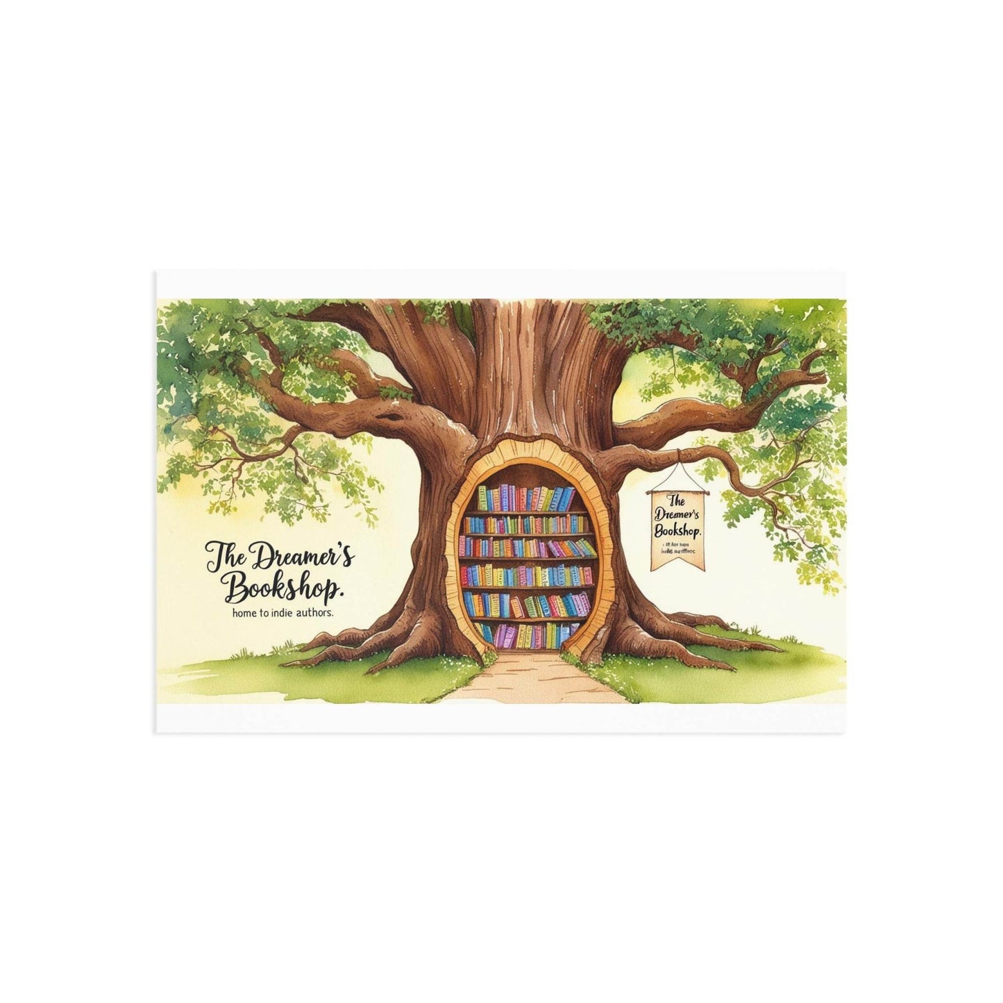 The Dreamer's Bookshop - Tree and Books Card - The Dreamer's Bookshop.