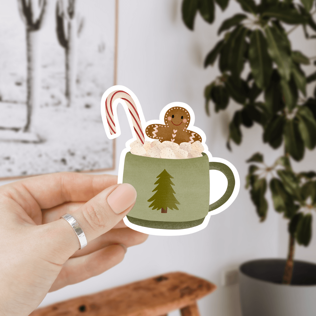 Tilda&Theo - Vinylsticker met warme chocolademelk voor Kerstmis - kerstmok - The Dreamer's Bookshop.