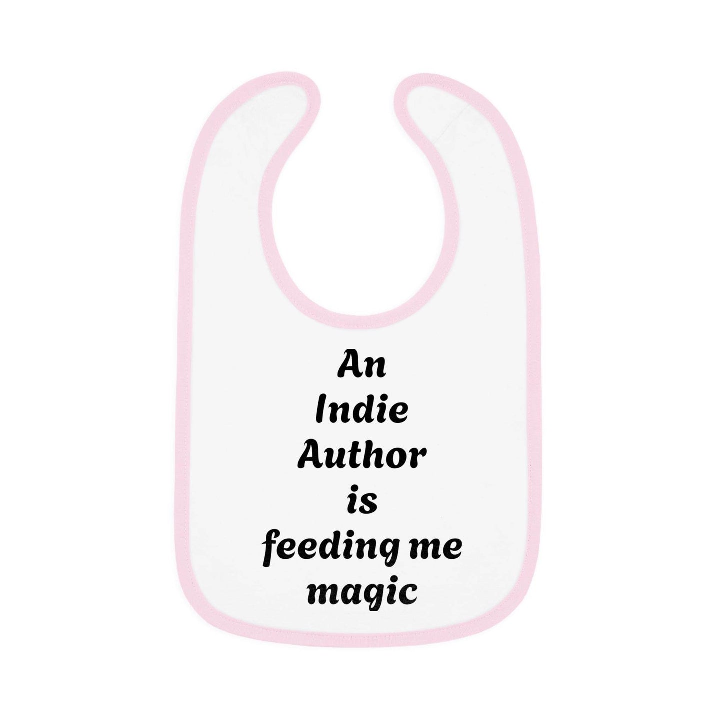 US - Indie Author Baby Bib - Feeding Me Magic Contrast Trim Jersey Bib - The Dreamer's Bookshop.