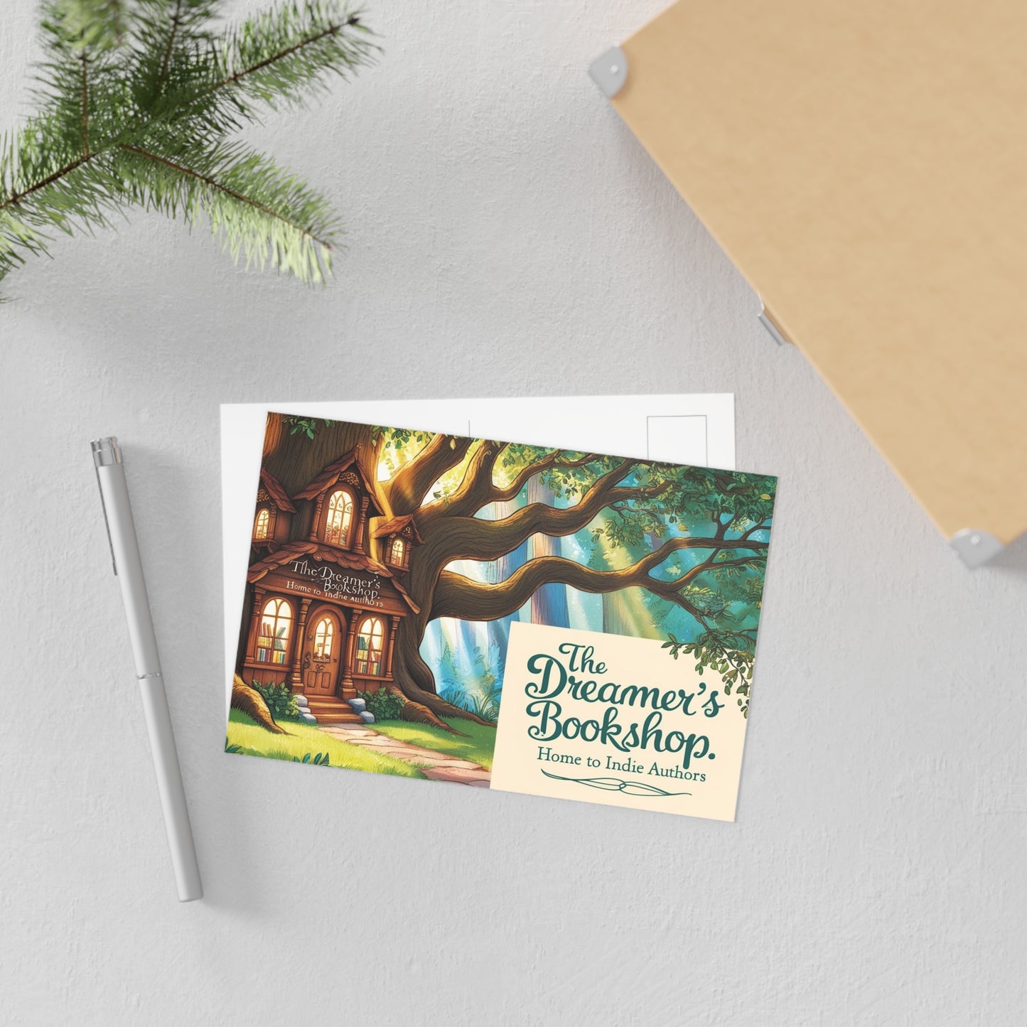 The Dreamer's Bookshop "Tree and Books" Art Print Card - The Dreamer's Bookshop.
