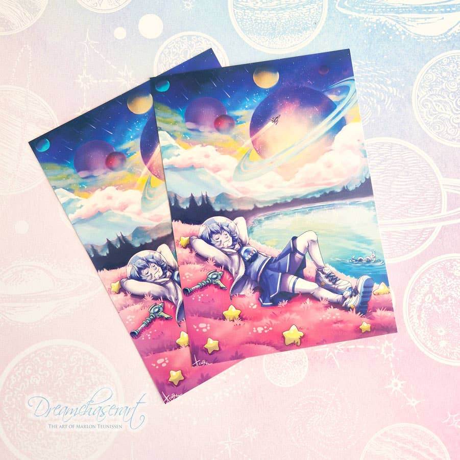 Dreamchaserart - Dreamy Galaxy postkaart - The Dreamer's Bookshop.