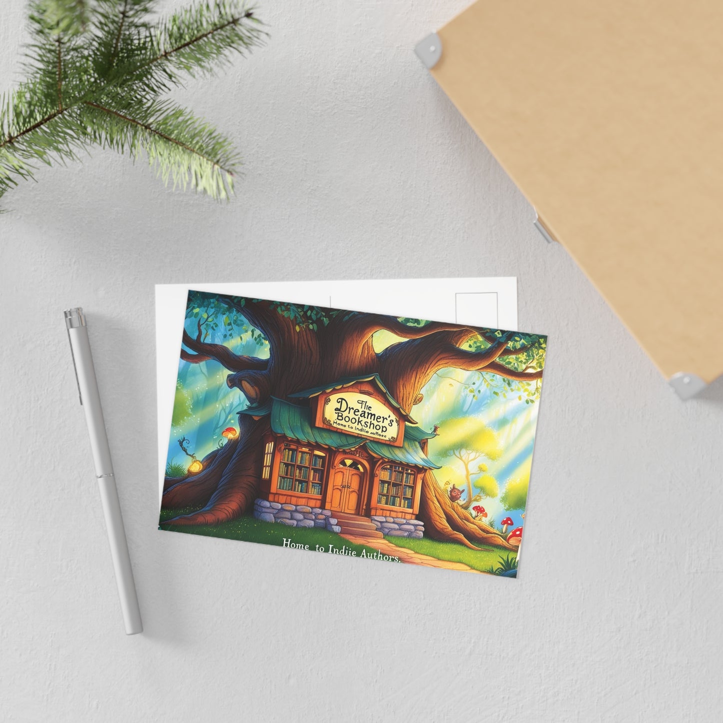 The Dreamer's Bookshop "Tree and Books" Art Print Card - The Dreamer's Bookshop.