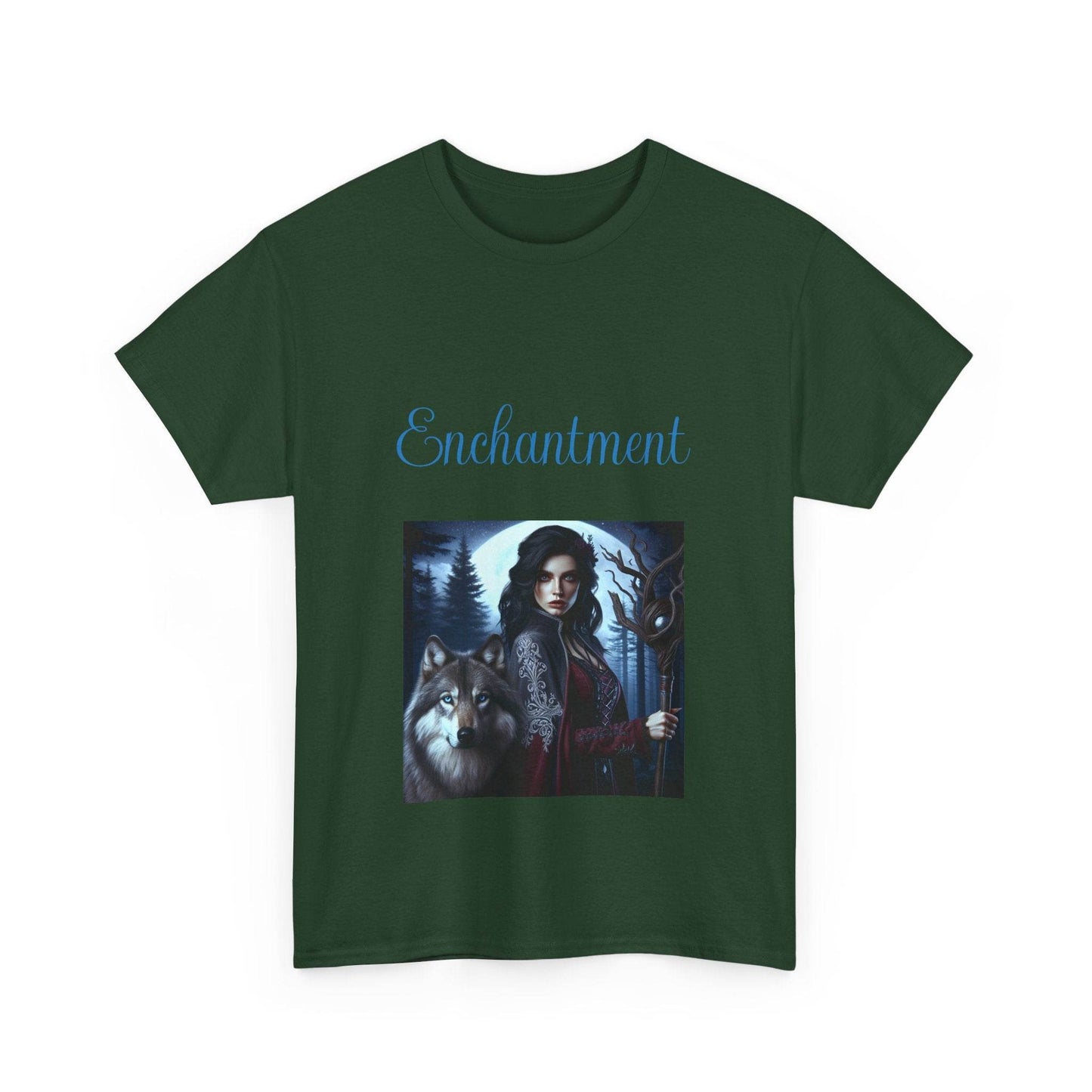 Enchanting Wolf Witch Unisex Heavy Cotton Tee - The Dreamer's Bookshop.