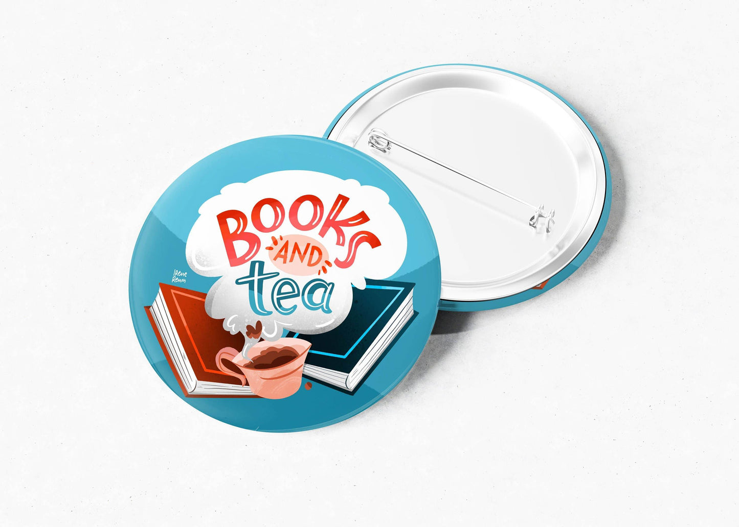 Irene Renon illustrations - Book Lover Gift, een pin voor boekenliefhebbers - The Dreamer's Bookshop.