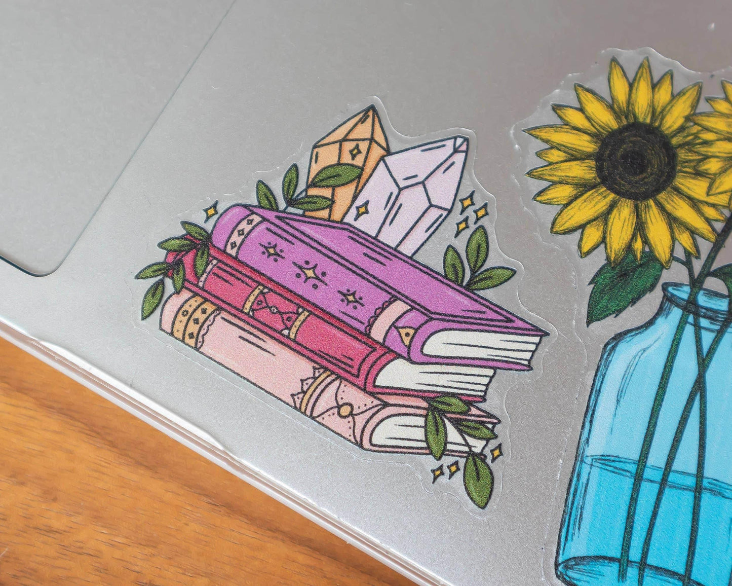 Basically Britt - Books & Crystals Transparent Vinyl Sticker - The Dreamer's Bookshop.