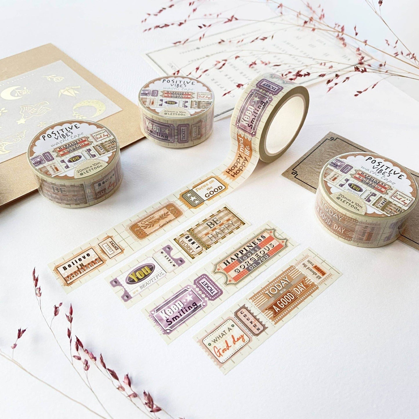 LETTOOn - Washi Tape - Positive Vibes - The Dreamer's Bookshop.