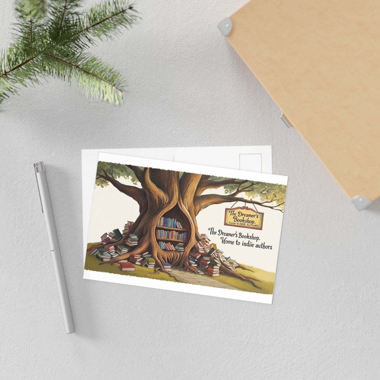 The Dreamer's Bookshop - Tree and Books Card - The Dreamer's Bookshop.