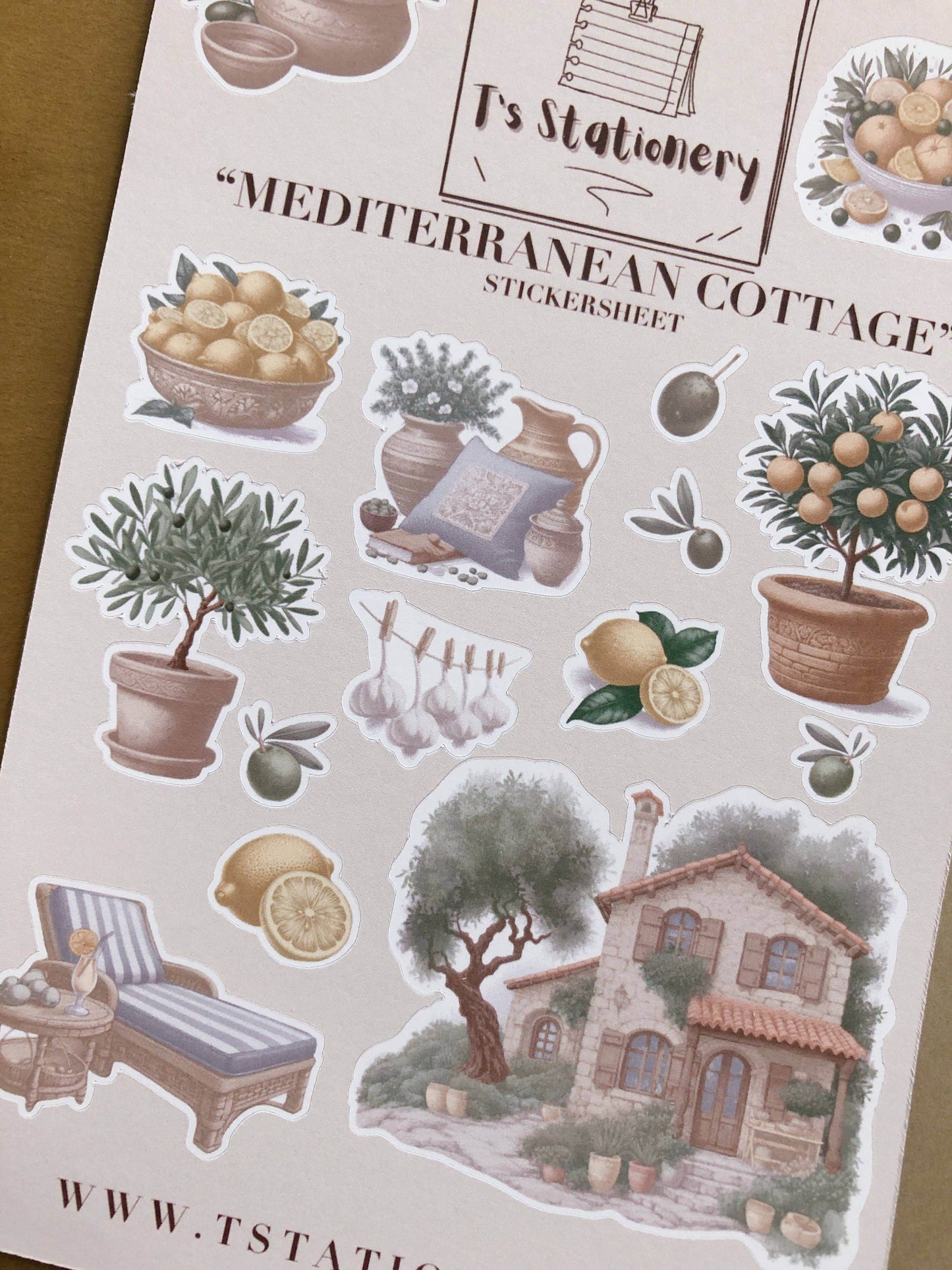 T's Stationery - Stickervel „Mediterranean Cottage” - The Dreamer's Bookshop.