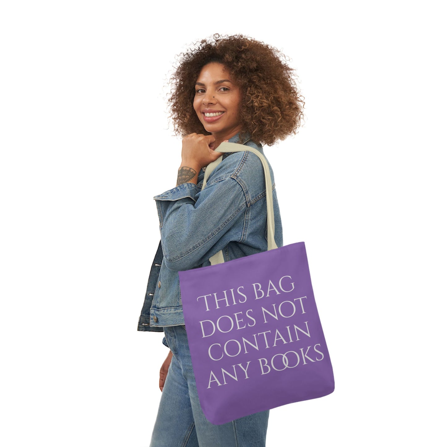 Funny Canvas Tote Bag - "This Bag Does Not Contain Any Books" - 5-Color Straps - The Dreamer's Bookshop.