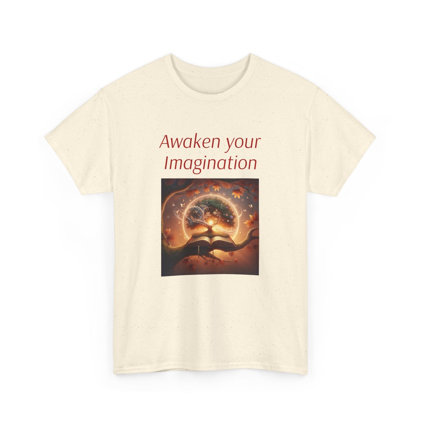 Unisex Heavy Cotton Tee - "Awaken Your Imagination" Inspirational Shirt - The Dreamer's Bookshop.