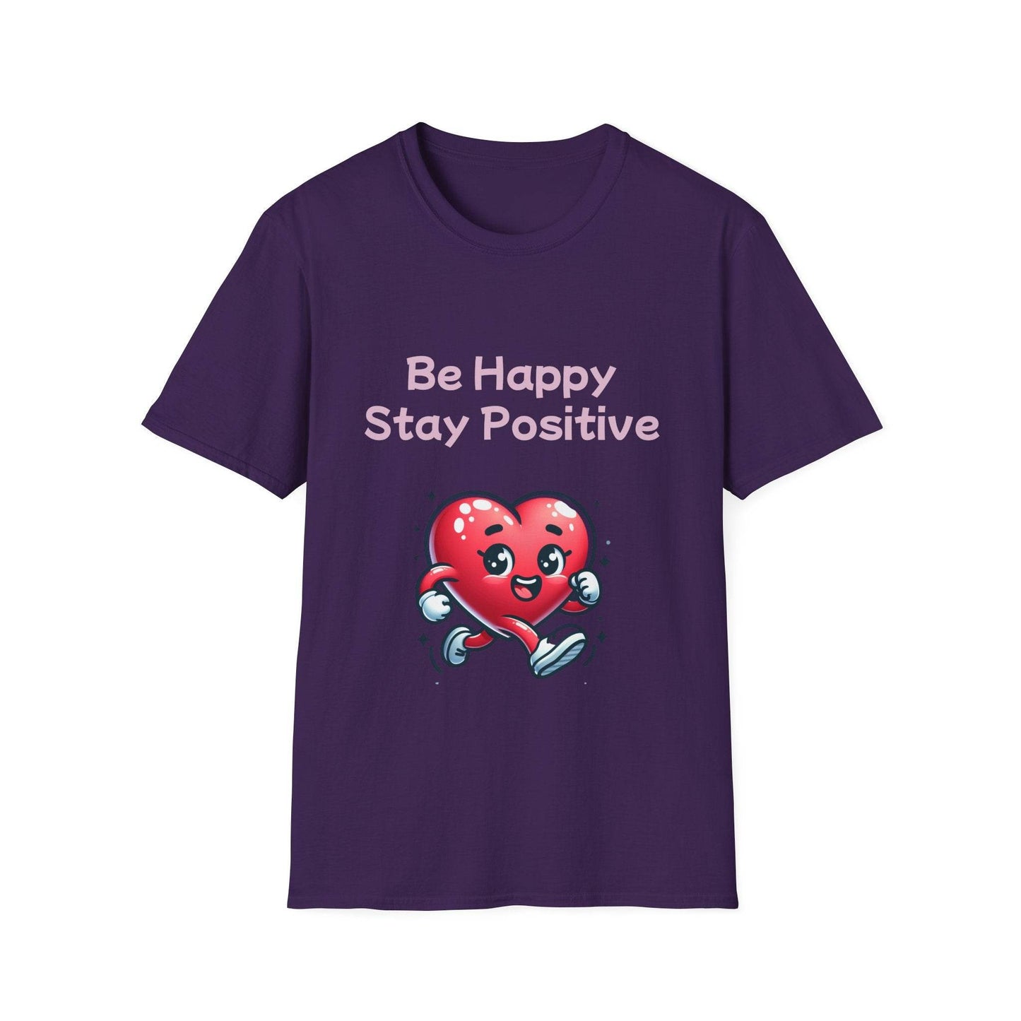 Be Happy Stay Positive Unisex Softstyle T-Shirt - Cheerful Graphic Tee for Everyday Wear - The Dreamer's Bookshop.