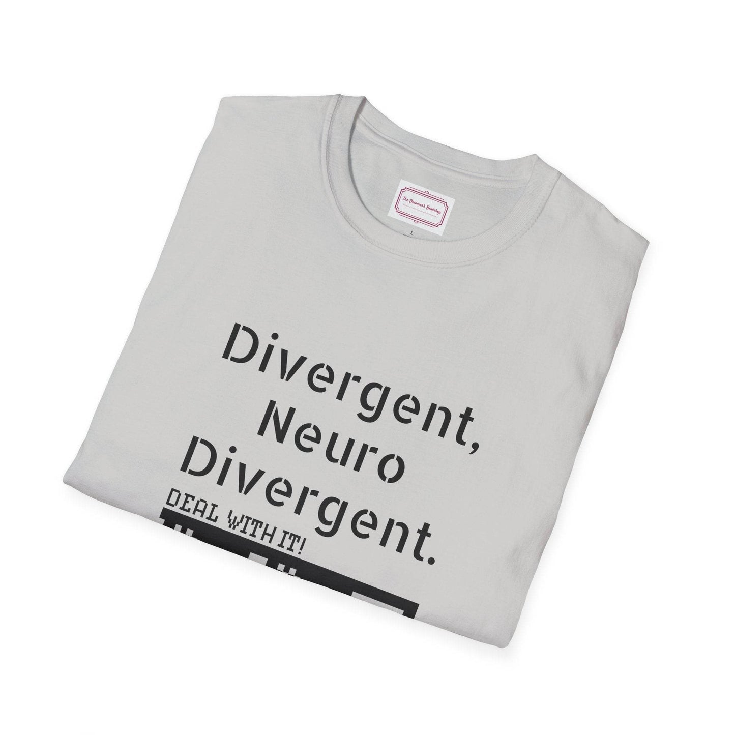 Divergent Neurodivergent T-Shirt - Unisex Softstyle Tee for Acceptance and Awareness - The Dreamer's Bookshop.