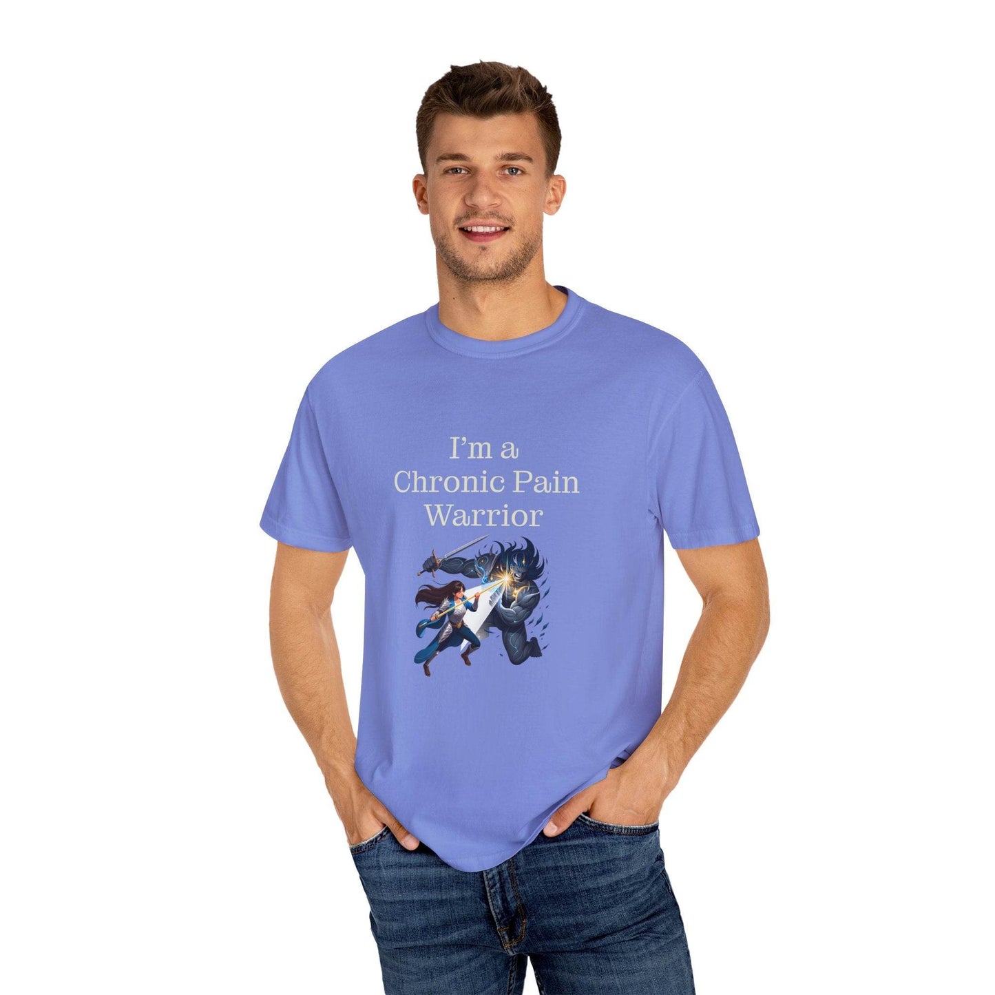 Chronic Pain Warrior Unisex Garment-Dyed T-shirt - Inspirational Motivational Tee - The Dreamer's Bookshop.