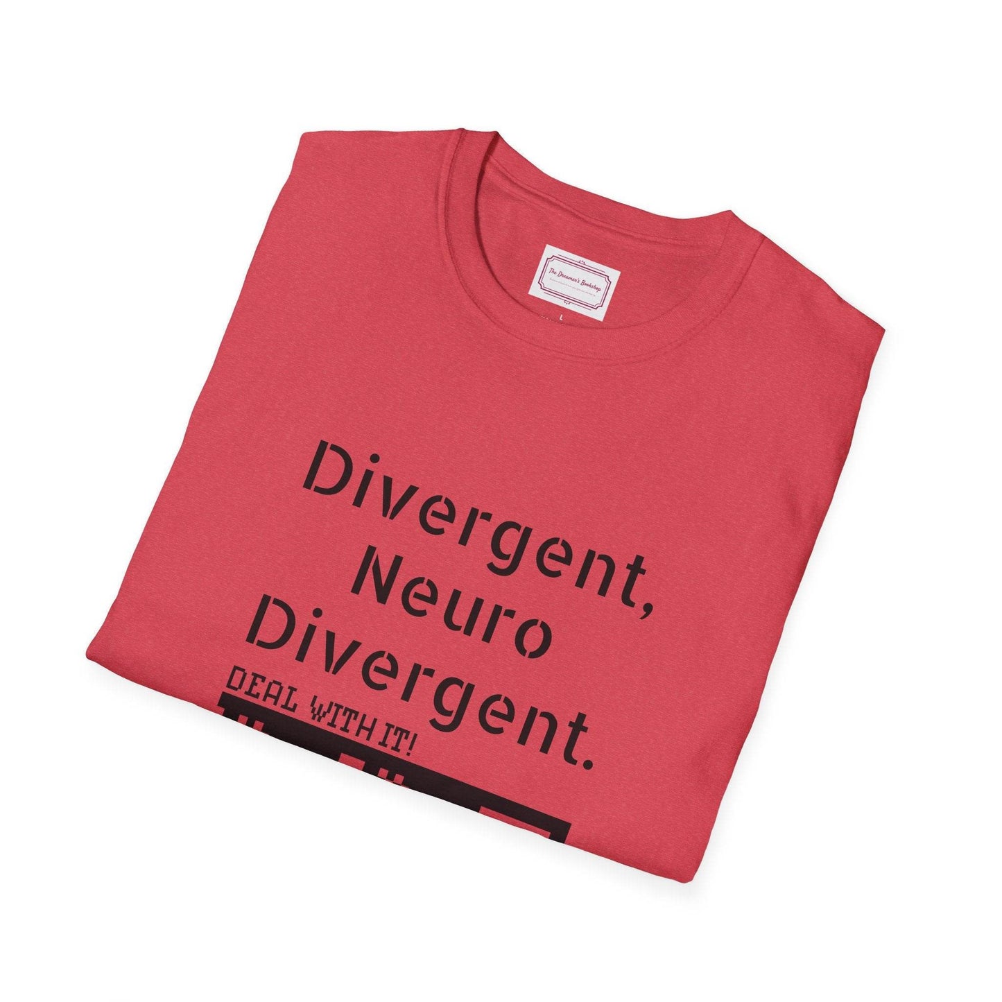 Divergent Neurodivergent T-Shirt - Unisex Softstyle Tee for Acceptance and Awareness - The Dreamer's Bookshop.