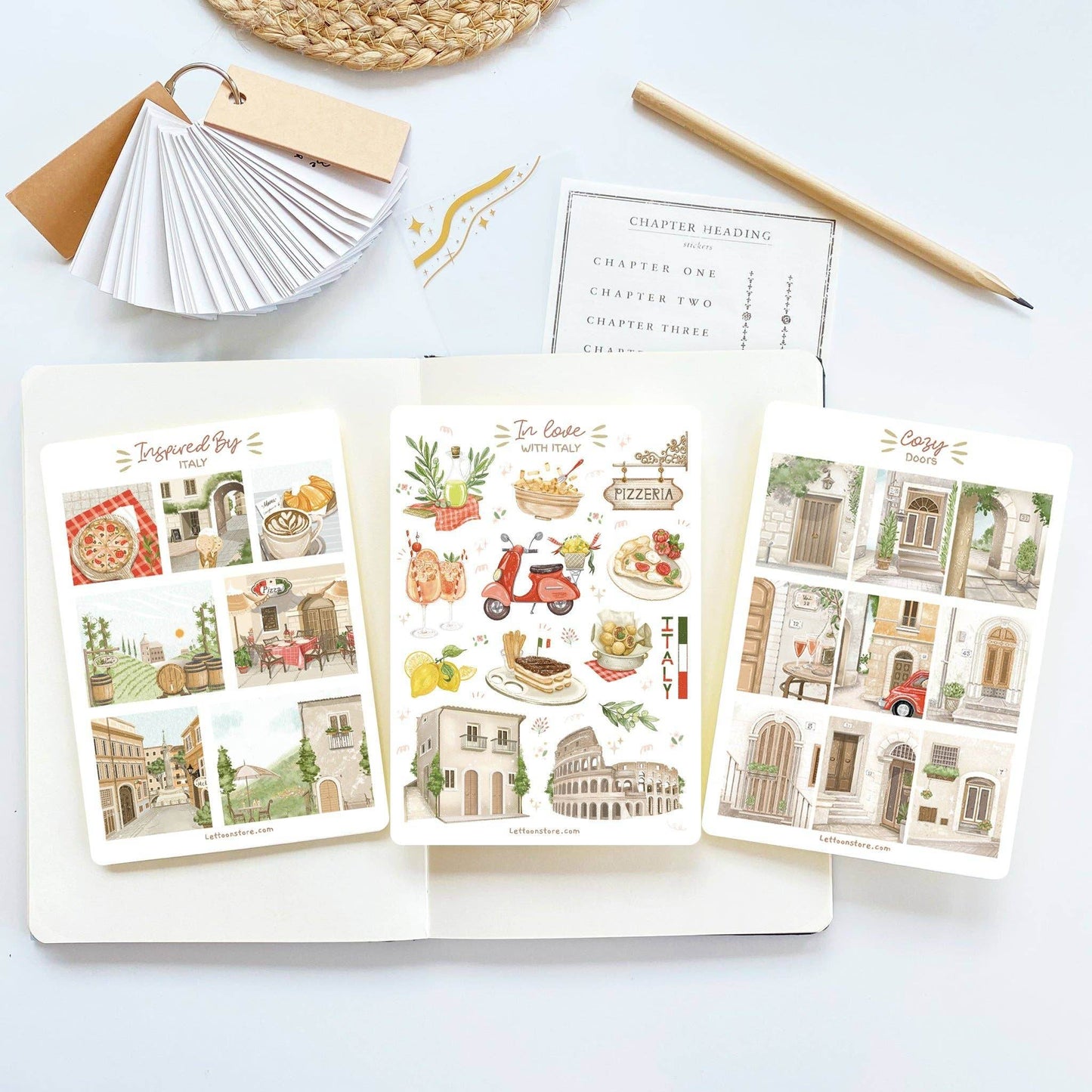 LETTOOn - Stickervel - In Love With Italy - The Dreamer's Bookshop.