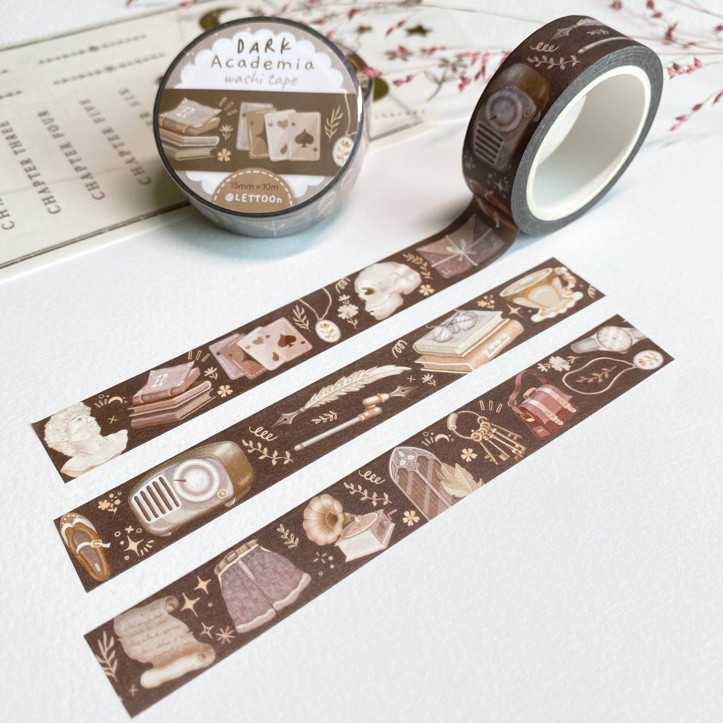 LETTOOn - Washi Tape - Dark & Light Academia - The Dreamer's Bookshop.