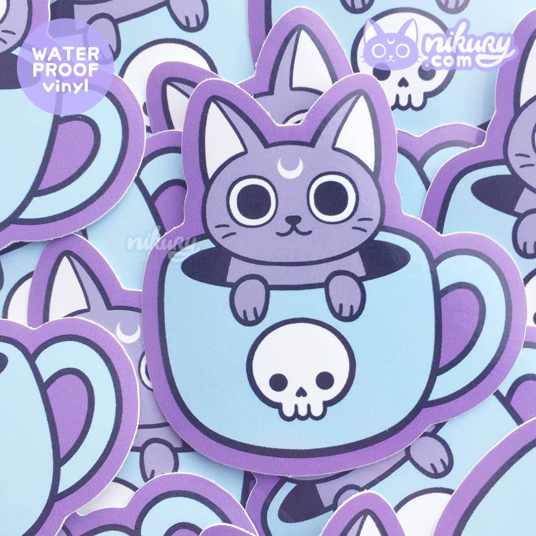 Nikury - Black Meowgic | Theemok Cat Vinyl Sticker - The Dreamer's Bookshop.