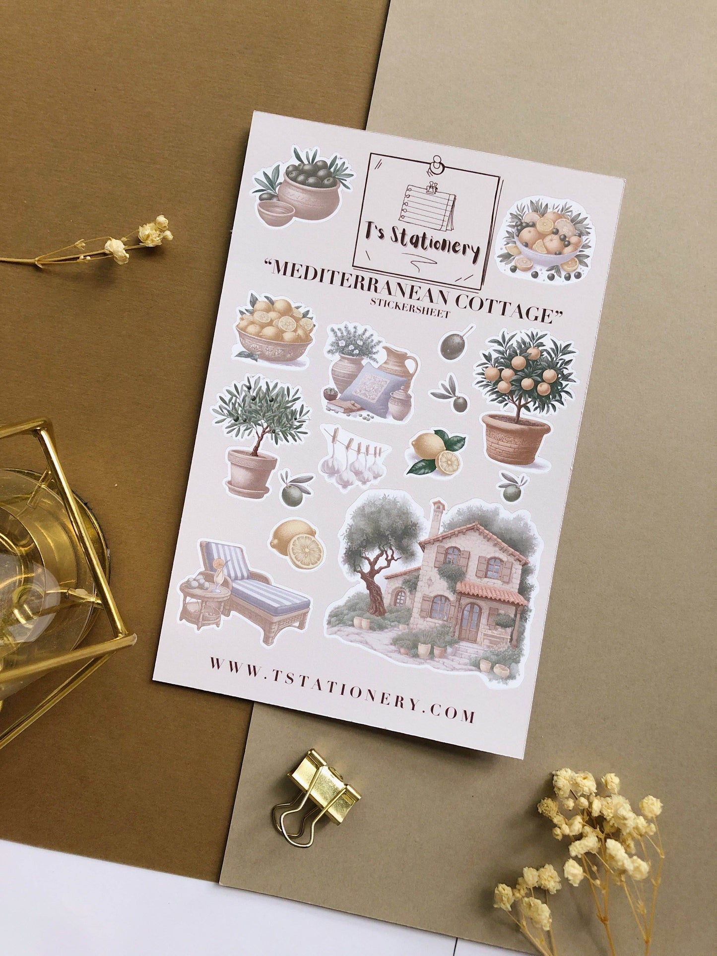 T's Stationery - Stickervel „Mediterranean Cottage” - The Dreamer's Bookshop.