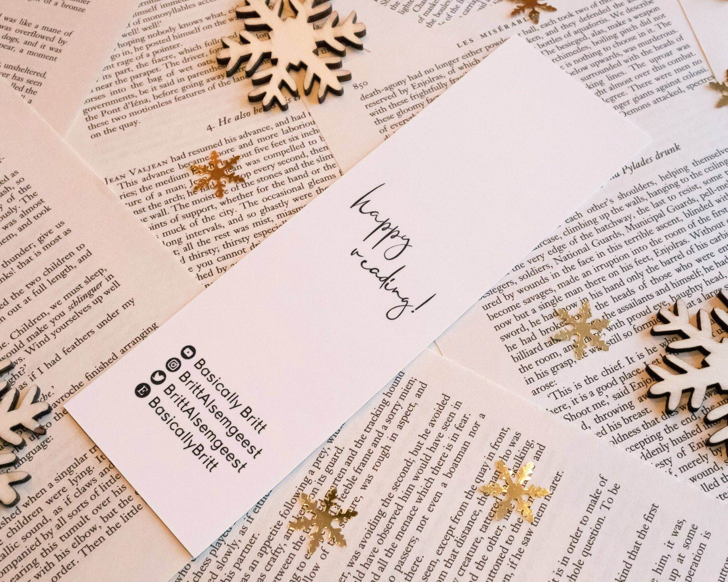 Basically Britt - Gold Foil Christmas Bookmark with Festive Doodles - The Dreamer's Bookshop.