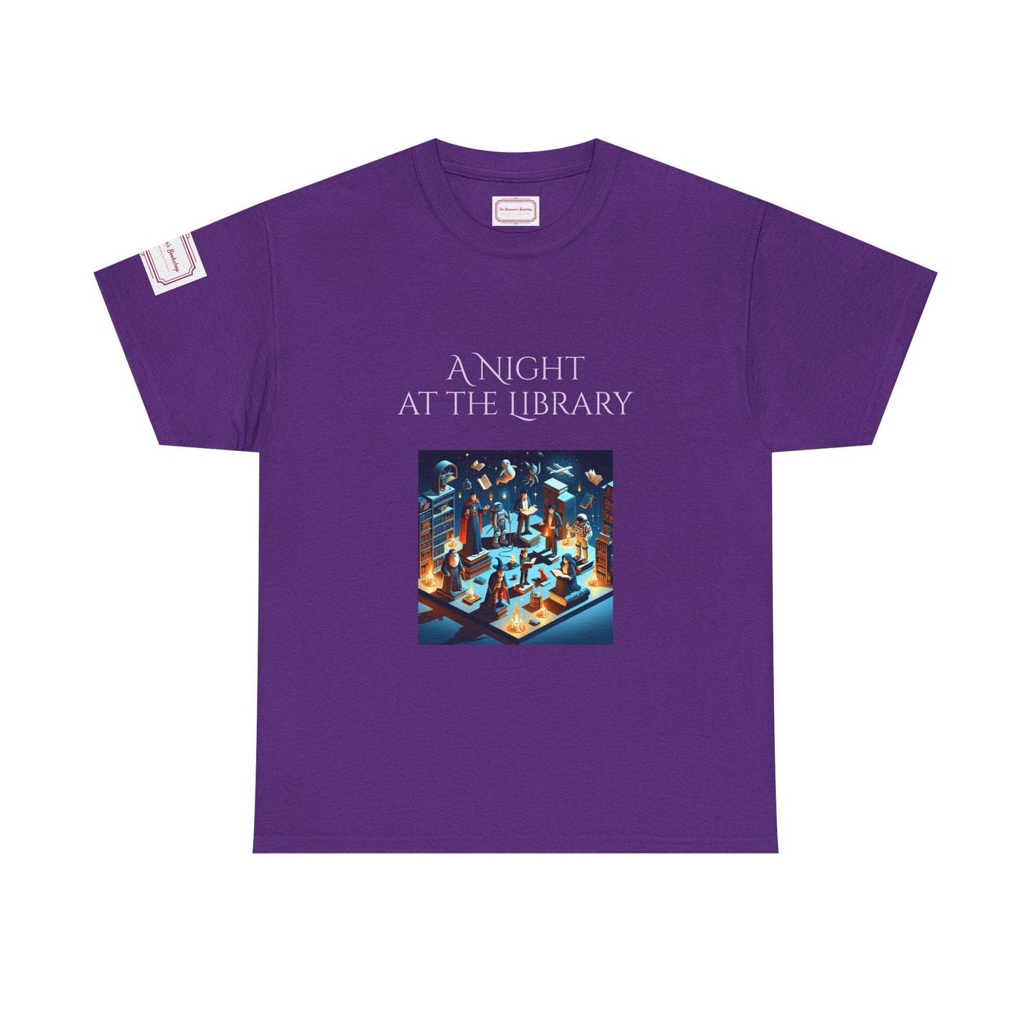 Night at the Library - Unisex Heavy Cotton Tee - Perfect for Book Lovers - The Dreamer's Bookshop.