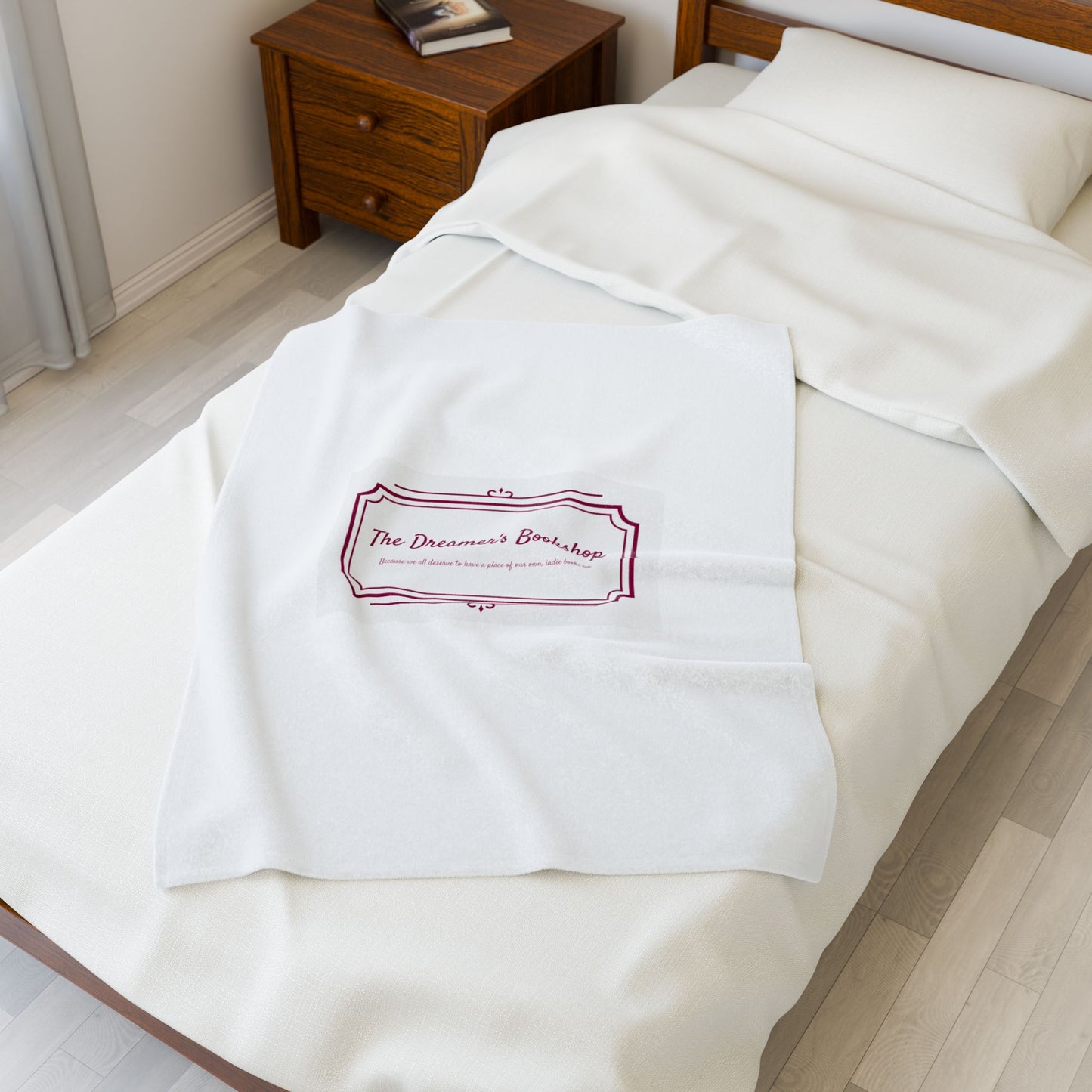 Cozy Velveteen Plush Blanket - "The Dreamer's Bookshop" Design - Perfect for Book Lovers and Cozy Nights - The Dreamer's Bookshop.