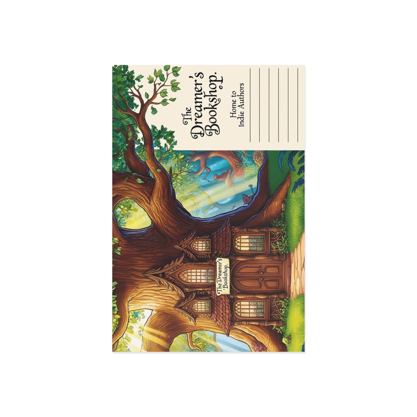 The Dreamer's Bookshop "Tree and Books" Art Print Card - The Dreamer's Bookshop.
