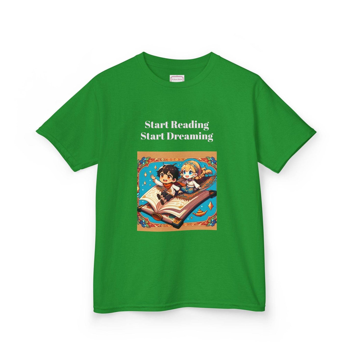 US (Ww) Kids Heavy Cotton™ Tee - Start Reading Start Dreaming Shirt - The Dreamer's Bookshop.