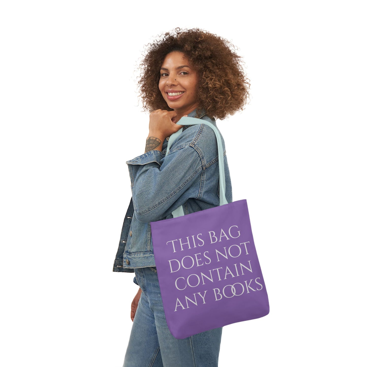 Funny Canvas Tote Bag - "This Bag Does Not Contain Any Books" - 5-Color Straps - The Dreamer's Bookshop.