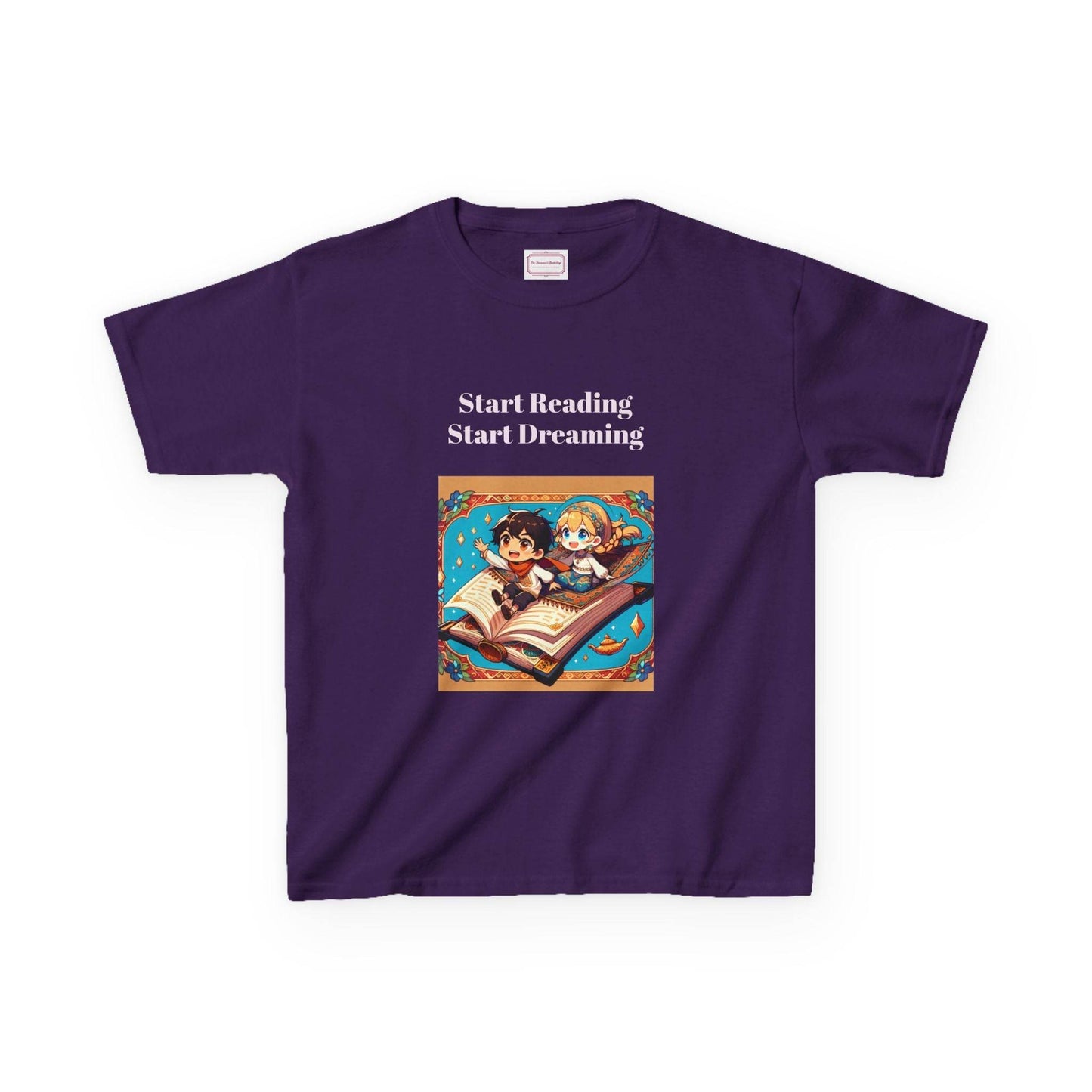 US (Ww) Kids Heavy Cotton™ Tee - Start Reading Start Dreaming Shirt - The Dreamer's Bookshop.