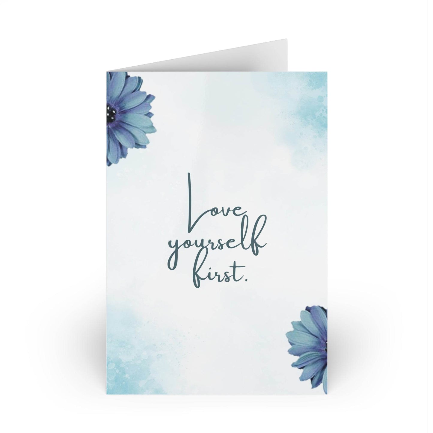 The Dreamer's Bookshop Blue Flower "Love Yourself" Art Print Card - The Dreamer's Bookshop.