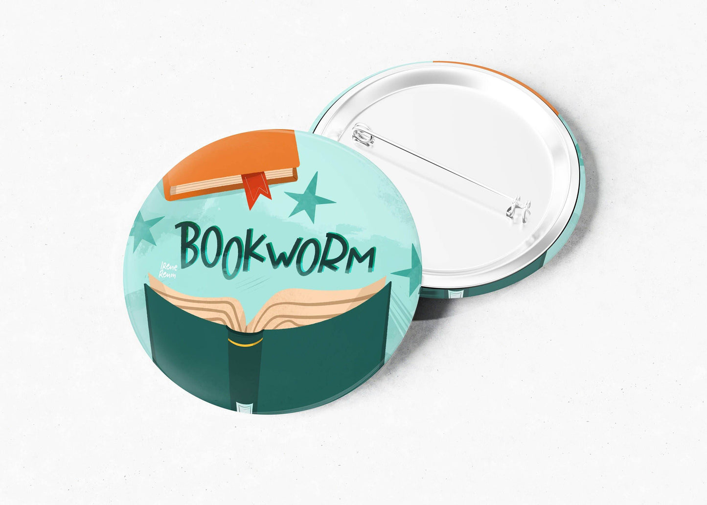 Irene Renon illustrations - Book Lover Gift, een pin voor boekenliefhebbers - The Dreamer's Bookshop.