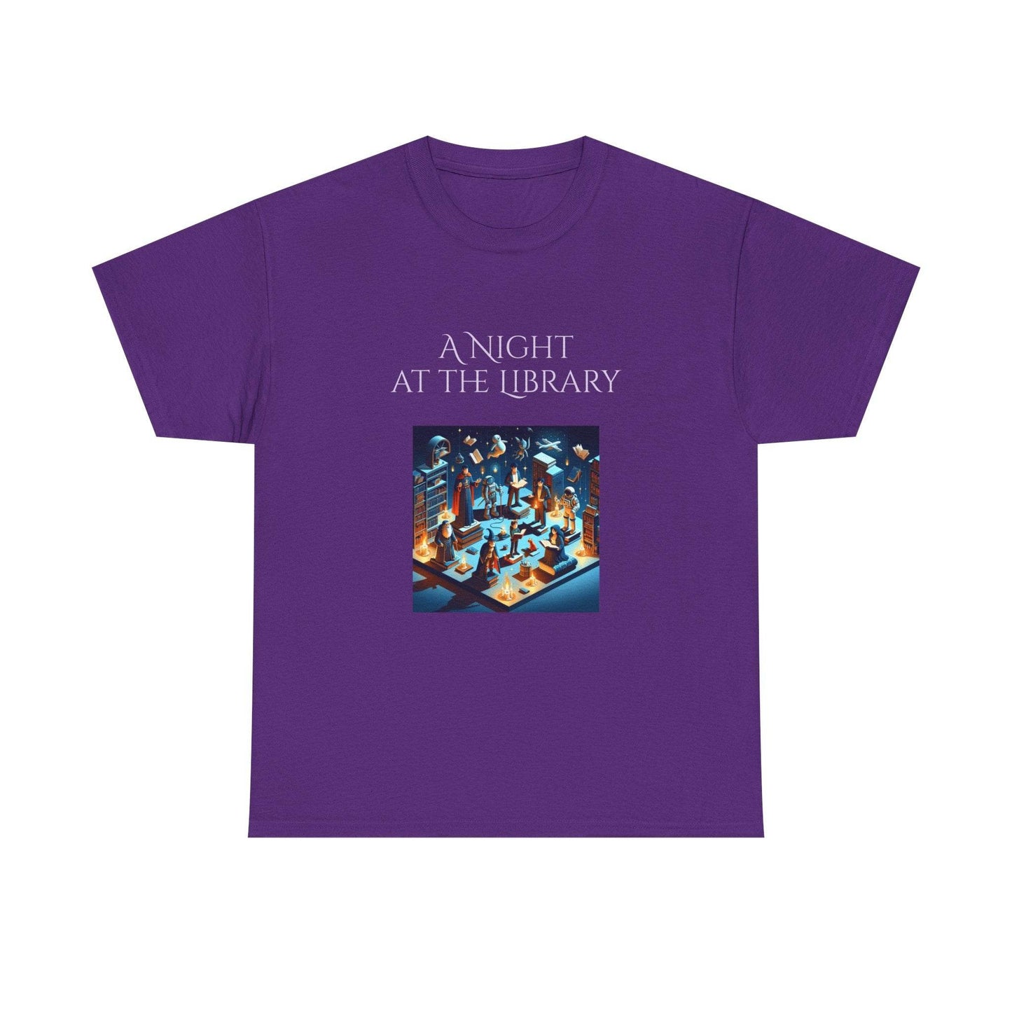 Night at the Library - A Unisex Heavy Cotton Tee - Perfect Gift for Book Lovers - The Dreamer's Bookshop.