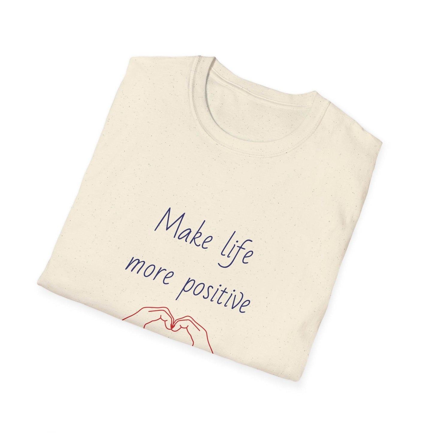Positive Vibe Unisex Softstyle T-Shirt - 'Make Life More Positive' - The Dreamer's Bookshop.