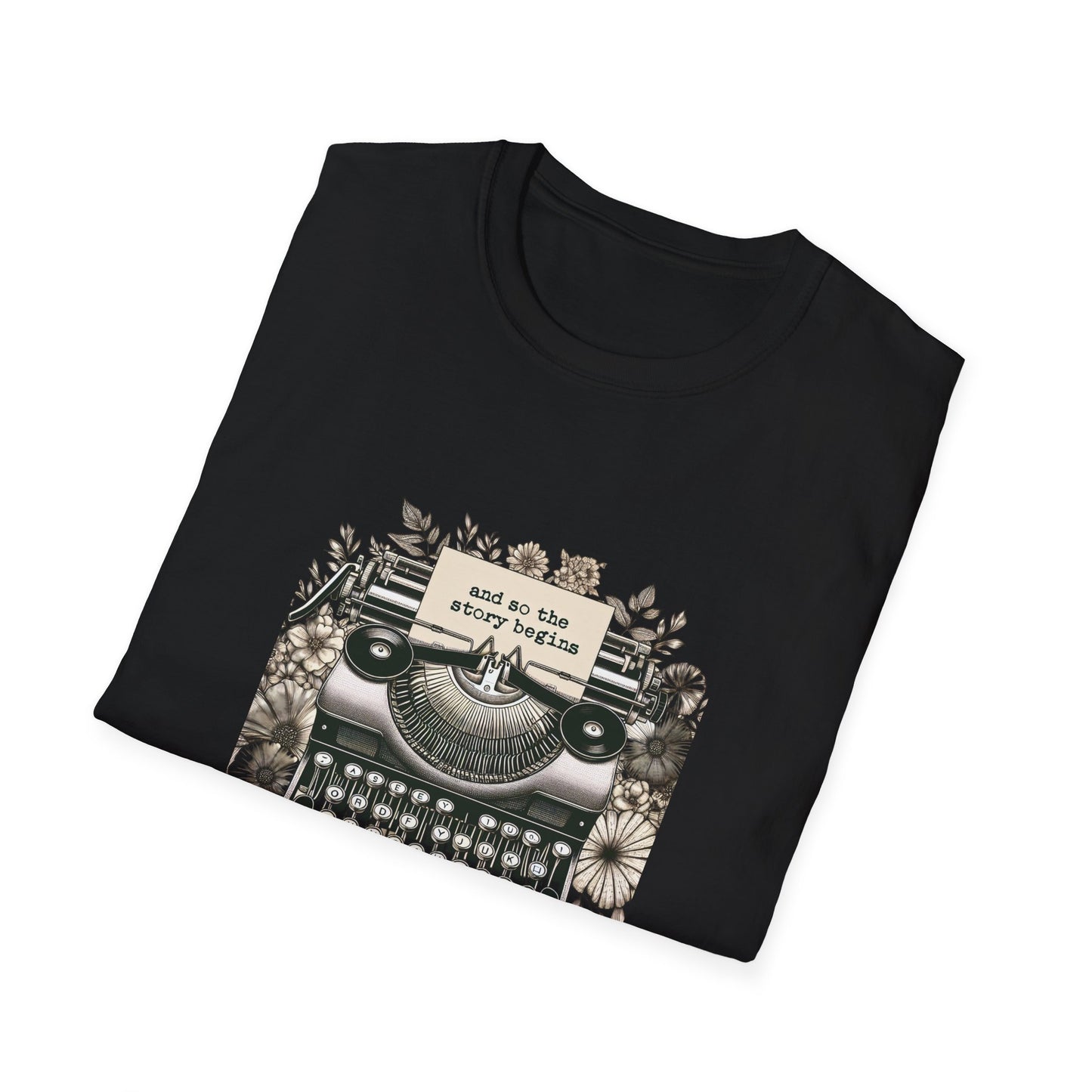 Unisex T-Shirt - Vintage Writing "Story Begins" for Book Lovers - The Dreamer's Bookshop.