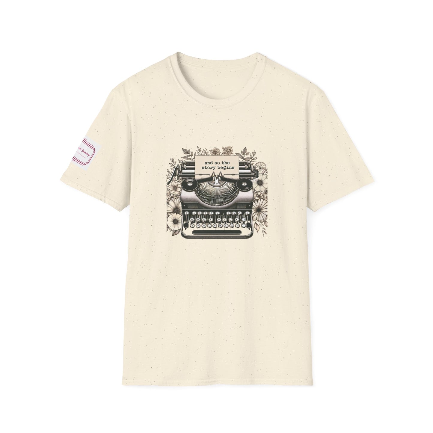 Unisex T-Shirt - Vintage Writing "Story Begins" for Book Lovers - The Dreamer's Bookshop.