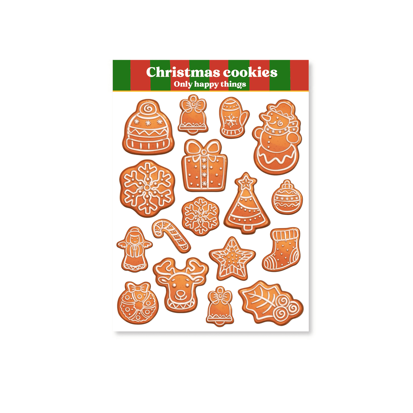 Only Happy Things Stationery - Stickervel kerstkoekjes - The Dreamer's Bookshop.