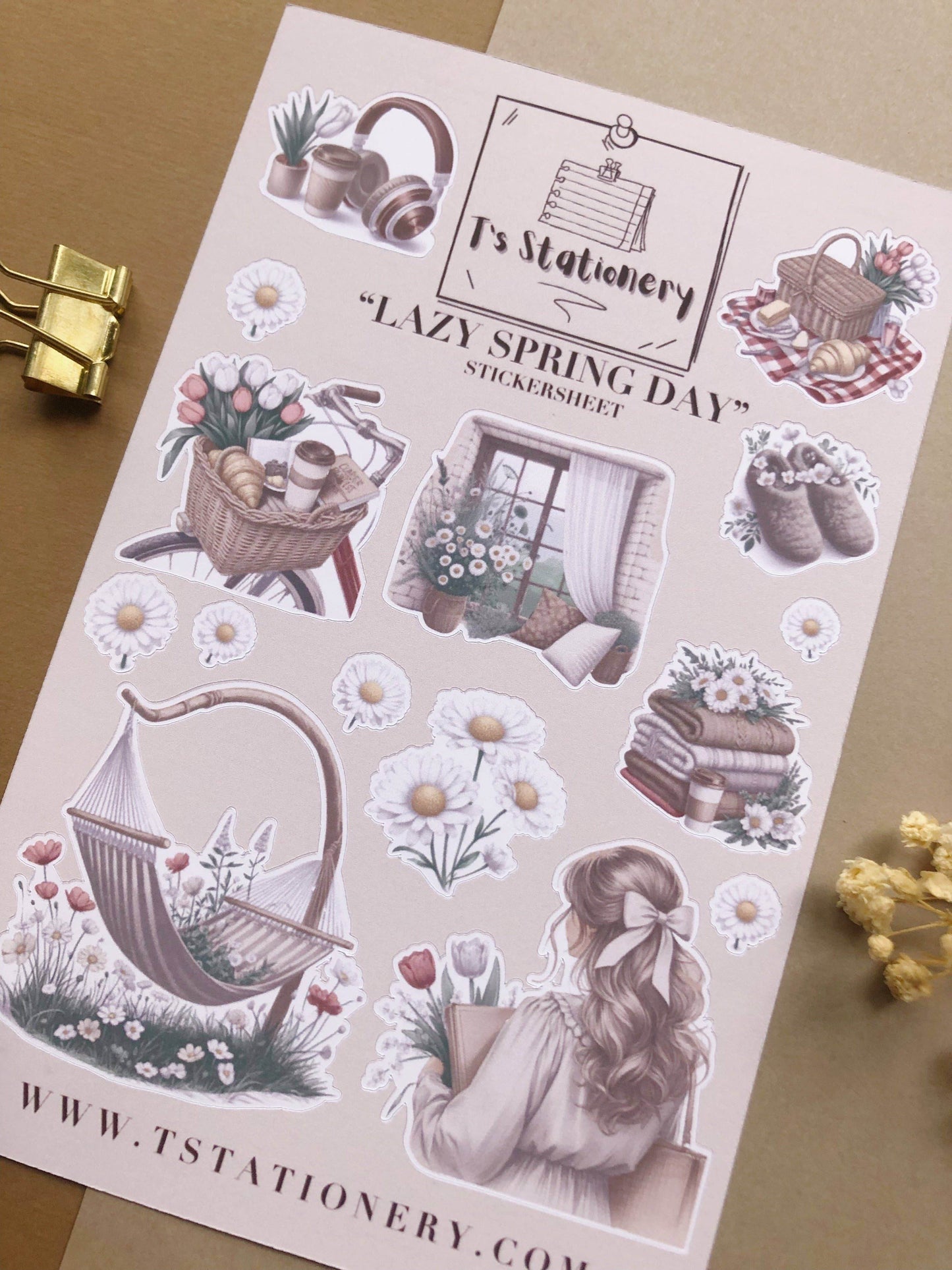 T's Stationery - Stickervel „Lazy Spring Day” - The Dreamer's Bookshop.