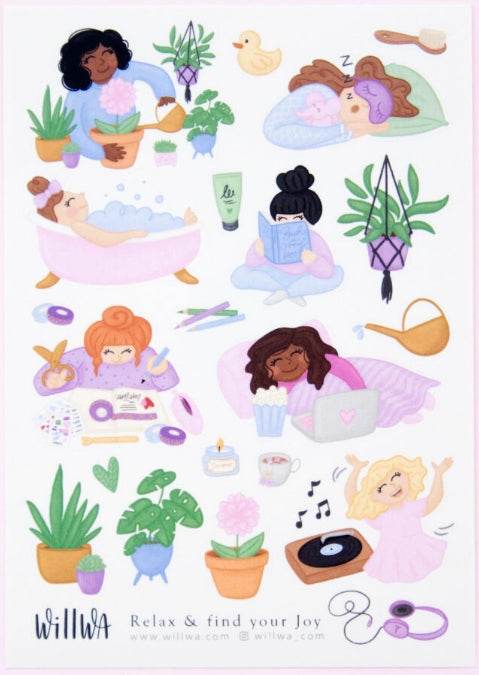 Willwa - Relax and find your Joy - Sticker Sheet - The Dreamer's Bookshop.