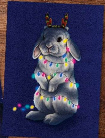 Firlefanz Design - Ansichtkaart „Bundolph & Christmas lights” - The Dreamer's Bookshop.