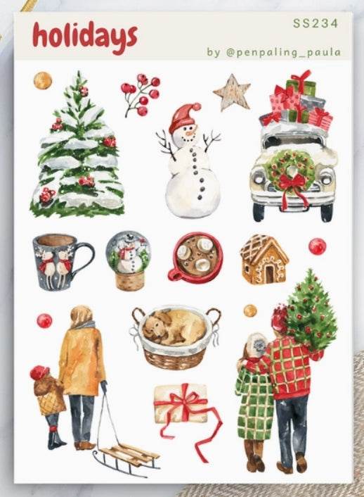 Penpaling Paula - Feestdagen - Stickervel - The Dreamer's Bookshop.