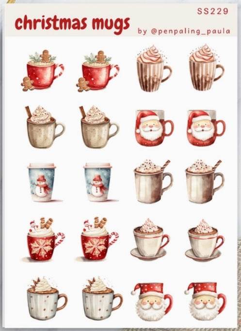 Penpaling Paula - Kerstbekers - Stickervel - The Dreamer's Bookshop.