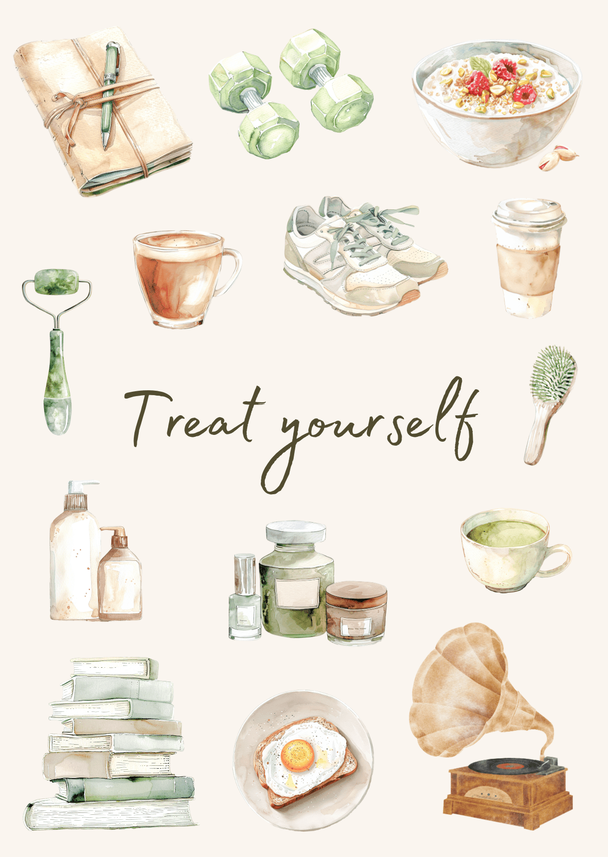 The Dreamer's Bookshop Chronic Illness "Treat Yourself" Art Print Card - The Dreamer's Bookshop.